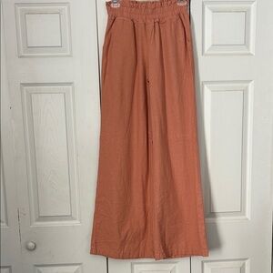 REWASH Size Small Salmon Terracotta Wide Leg Pants Pull On Stretch Lightweight
